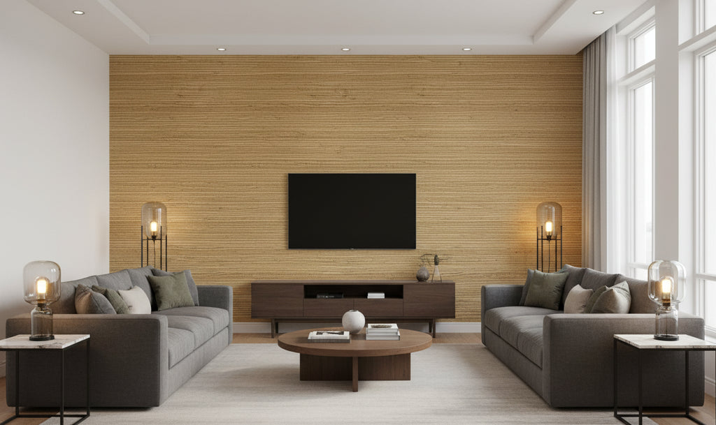 Kipulua Grasscloth | Phillipe Romano - living room room setting