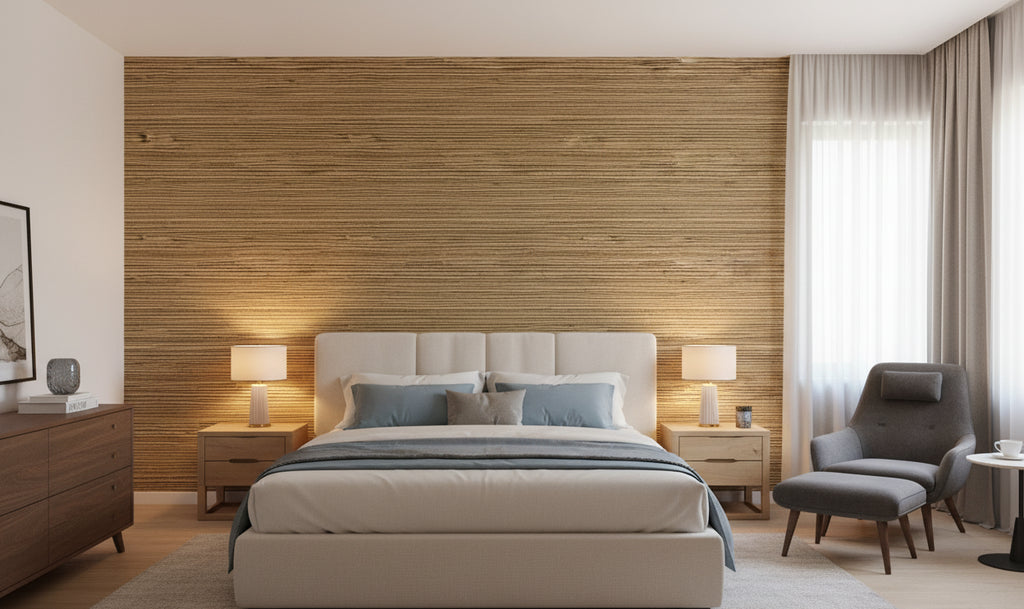 Kipulua Grasscloth | Phillipe Romano - bedroom room setting