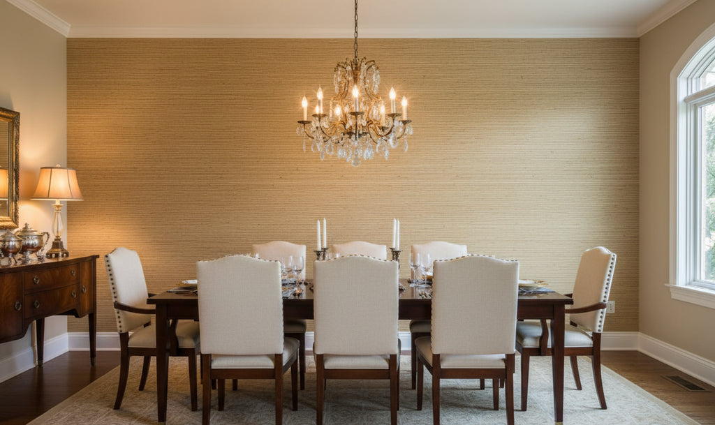 Kuhukua Grasscloth | Phillipe Romano - dining room room setting