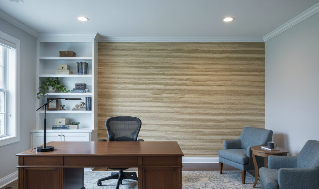 Kuhukua Grasscloth | Phillipe Romano - office room setting