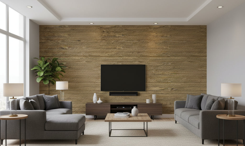 Kuhukua Grasscloth | Phillipe Romano - living room room setting