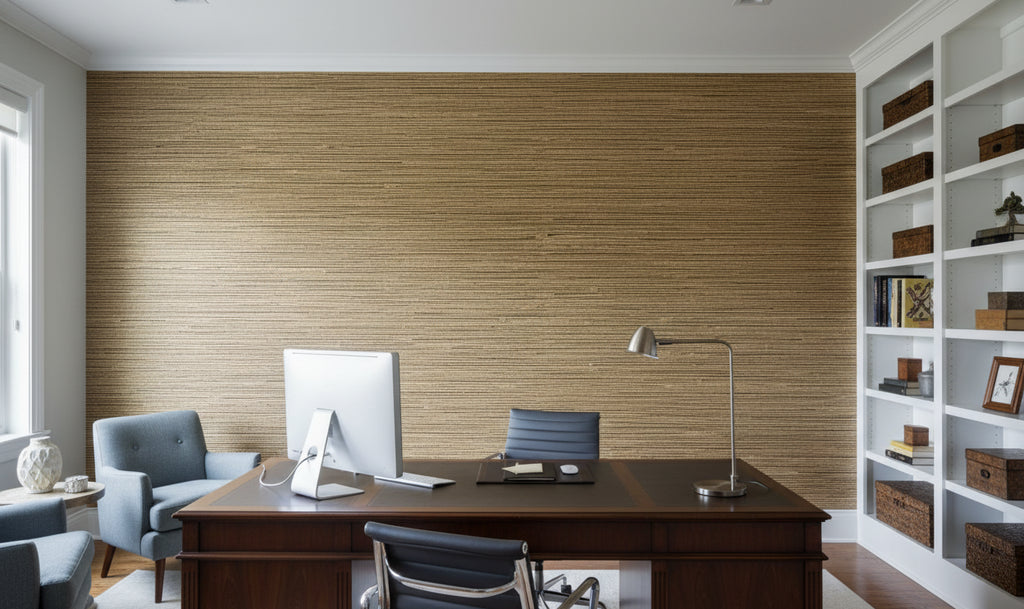 Kuhukua Grasscloth | Phillipe Romano - office room setting
