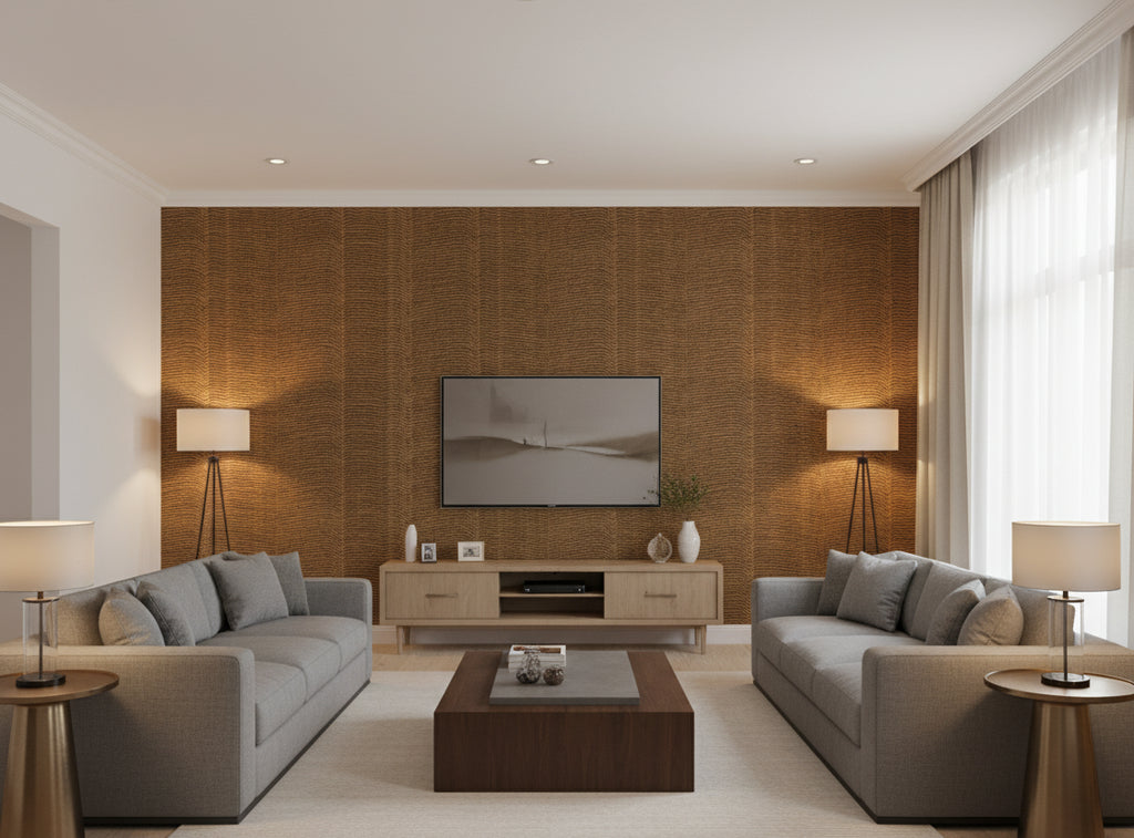 La Arezzo Gauze Pleated Wallcovering - living room room setting