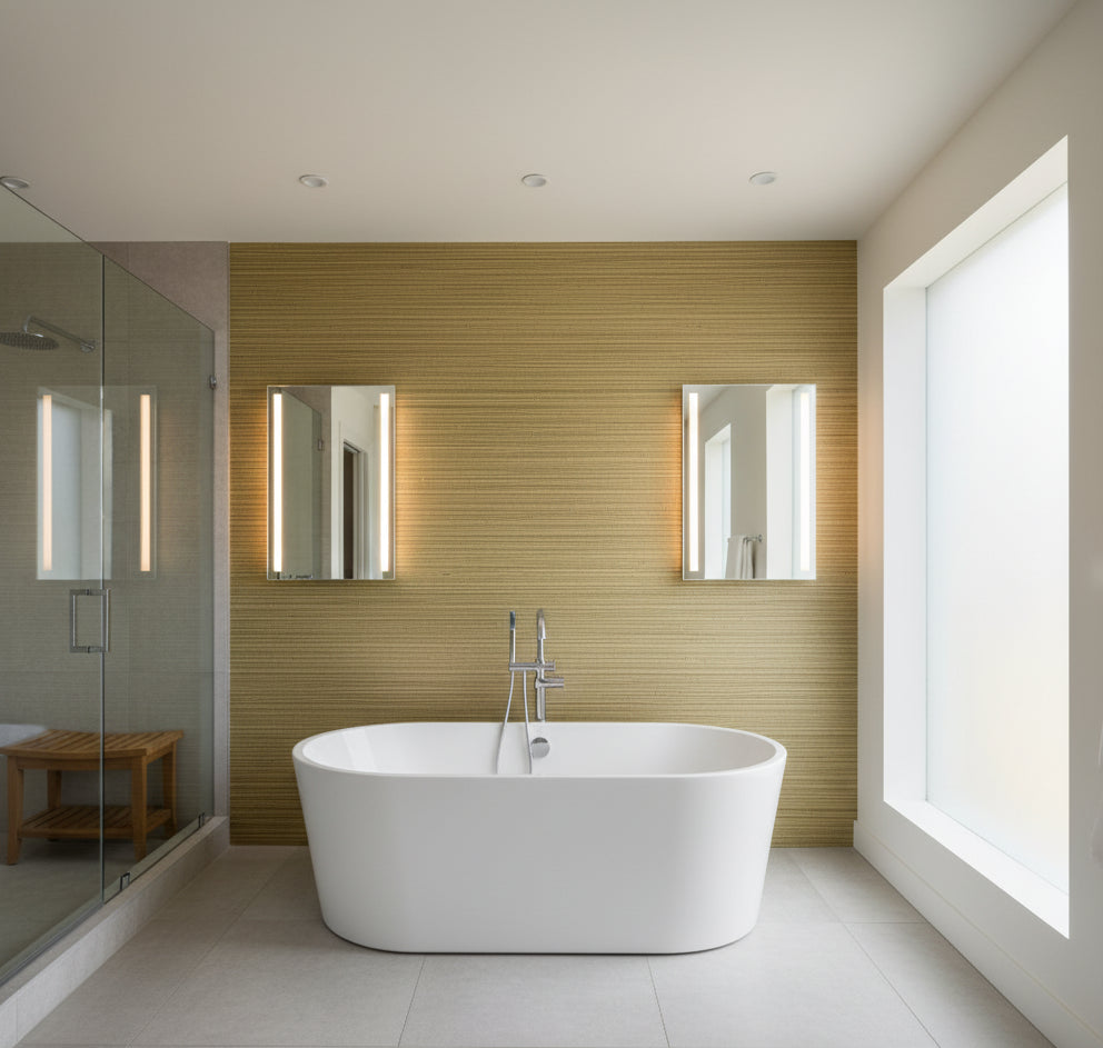 La Diabla Grasscloth | Phillipe Romano - bathroom room setting