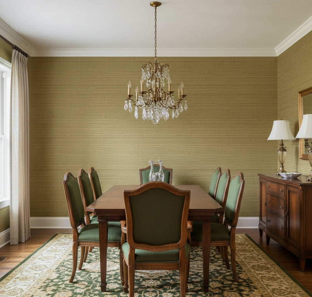 La Diabla Grasscloth | Phillipe Romano - dining room room setting