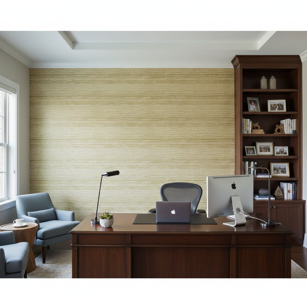 La Gregaria Grasscloth | Phillipe Romano - office room setting