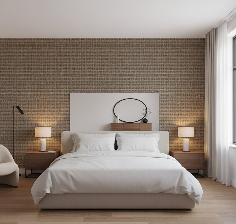 La Halelua Grasscloth | Phillipe Romano - bedroom room setting