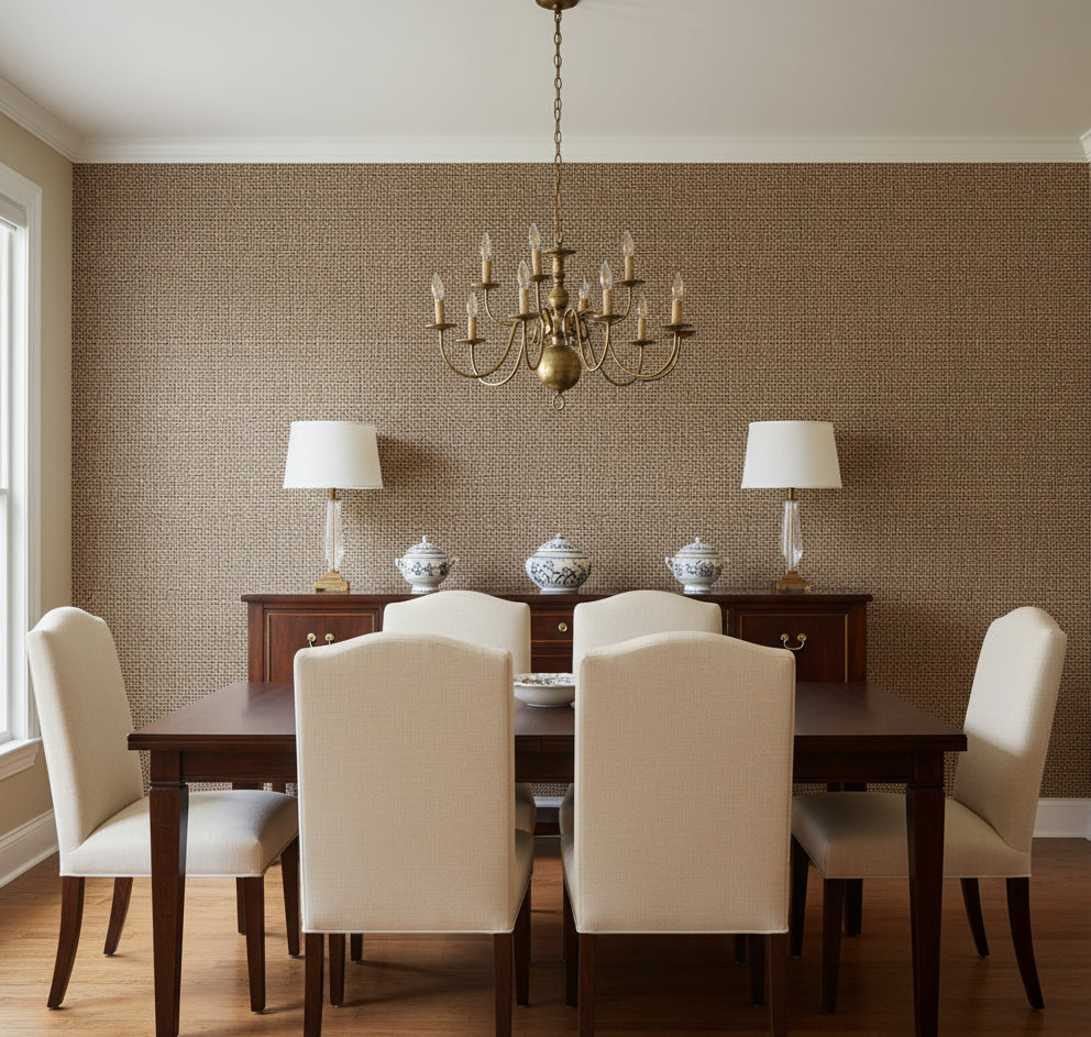 La Halelua Grasscloth | Phillipe Romano - dining room room setting