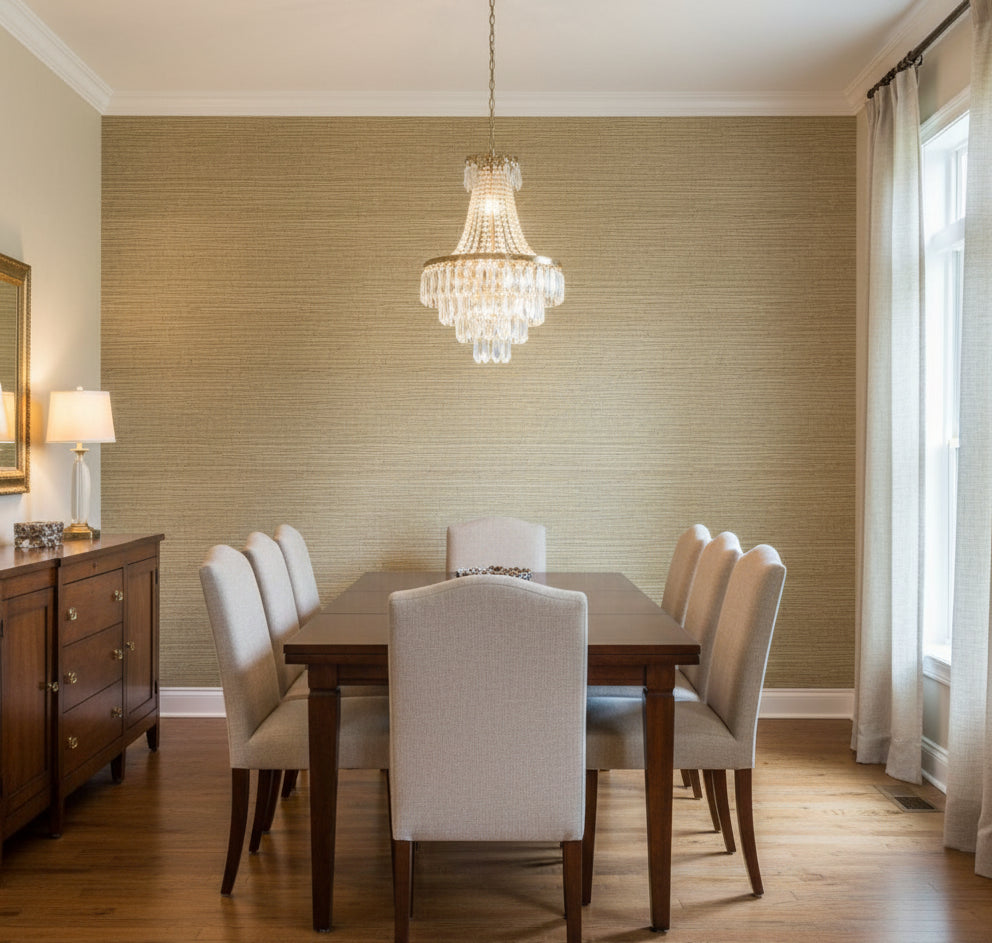 La Halelua Grasscloth | Phillipe Romano - dining room room setting