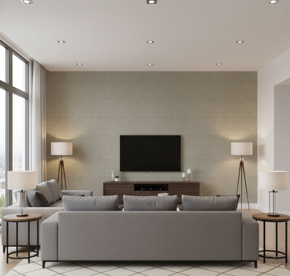 La Halelua Grasscloth | Phillipe Romano - living room room setting