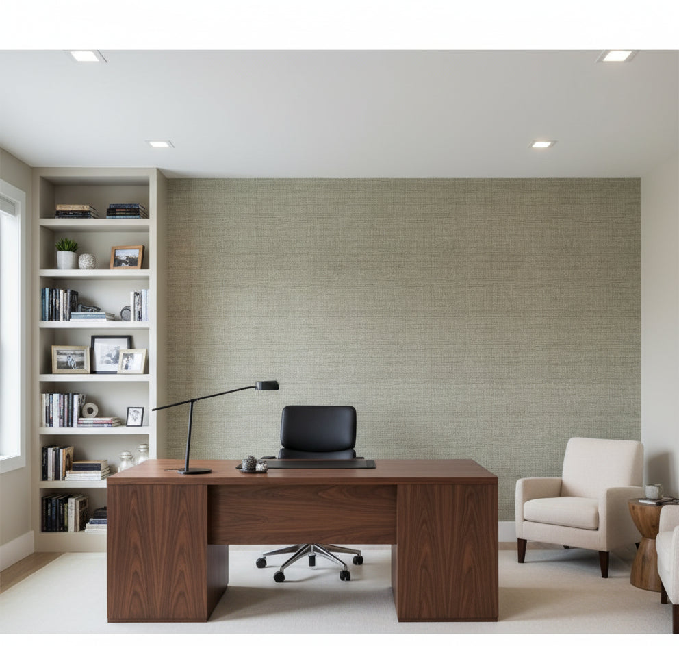 La Halelua Grasscloth | Phillipe Romano - office room setting