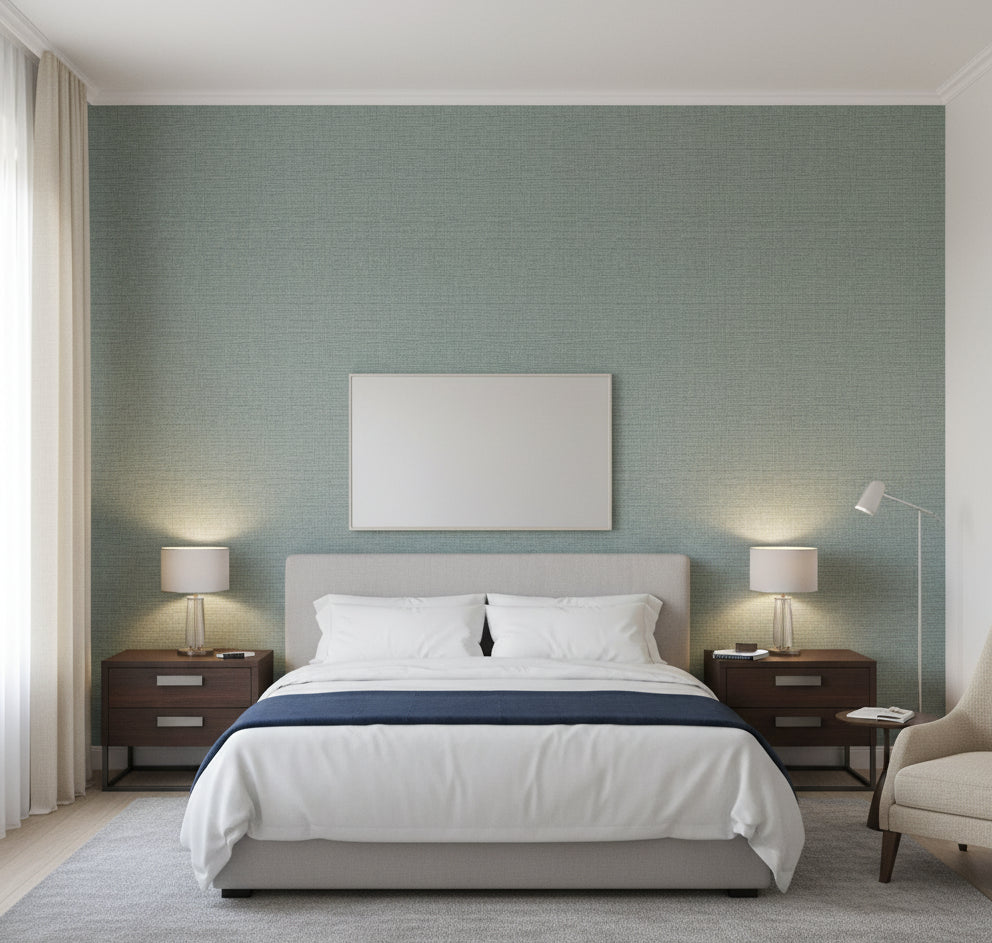 La Halelua Grasscloth | Phillipe Romano - bedroom room setting