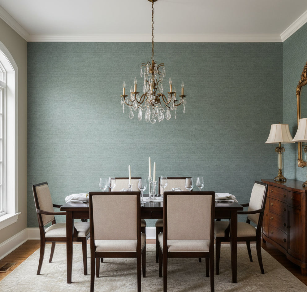 La Halelua Grasscloth | Phillipe Romano - dining room room setting
