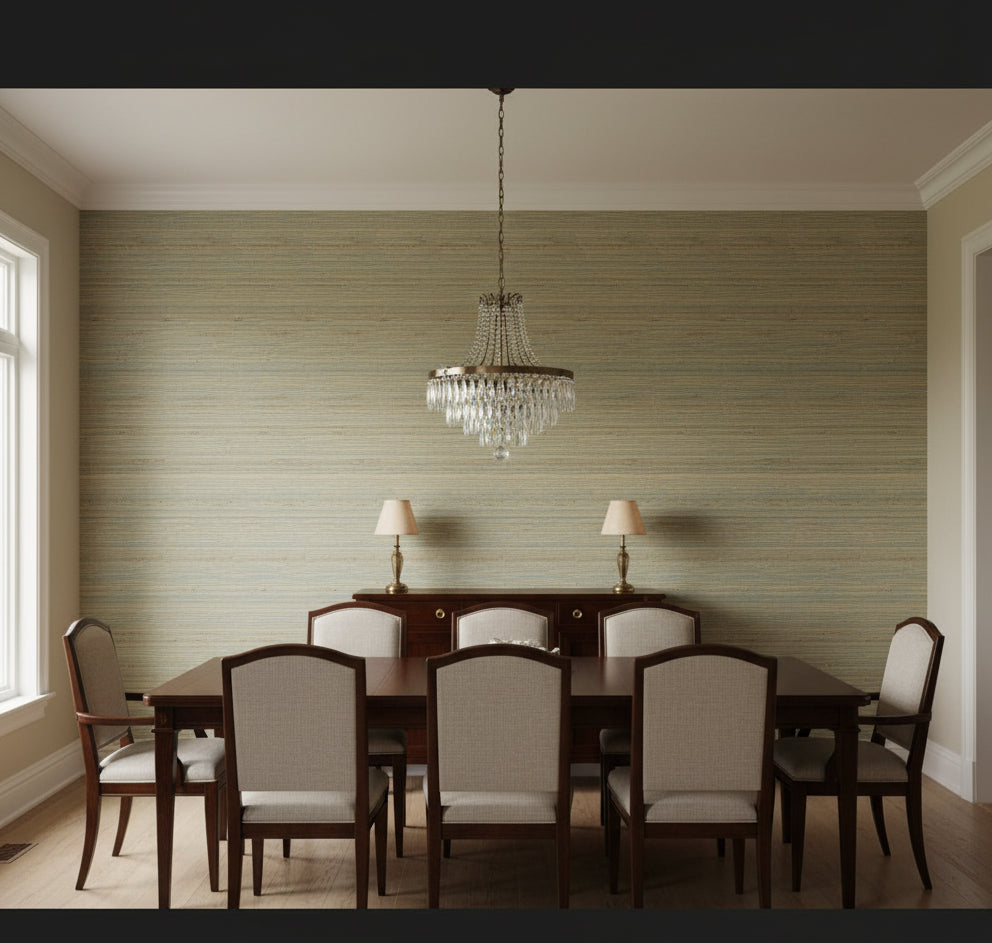 La Halelua Grasscloth | Phillipe Romano - dining room room setting