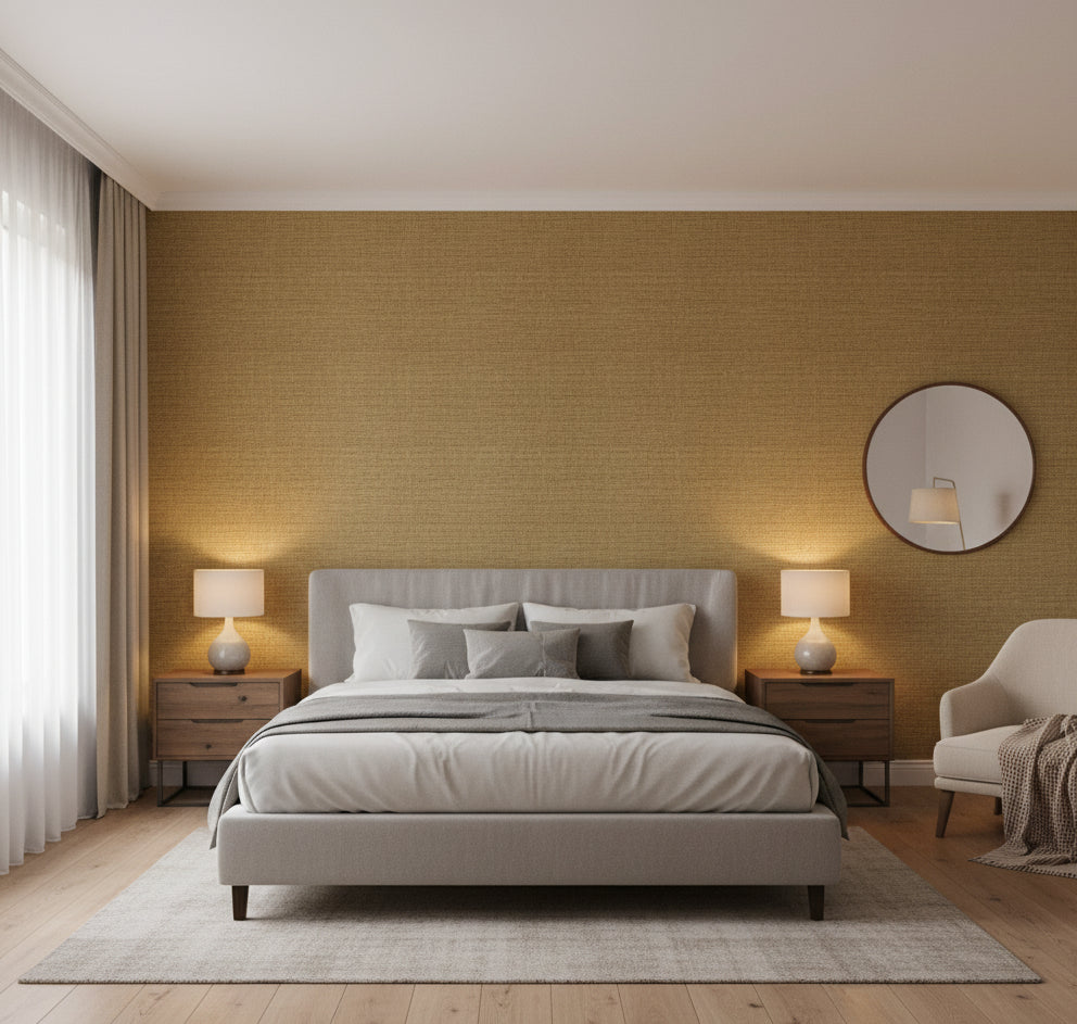 La Halelua Grasscloth | Phillipe Romano - bedroom room setting