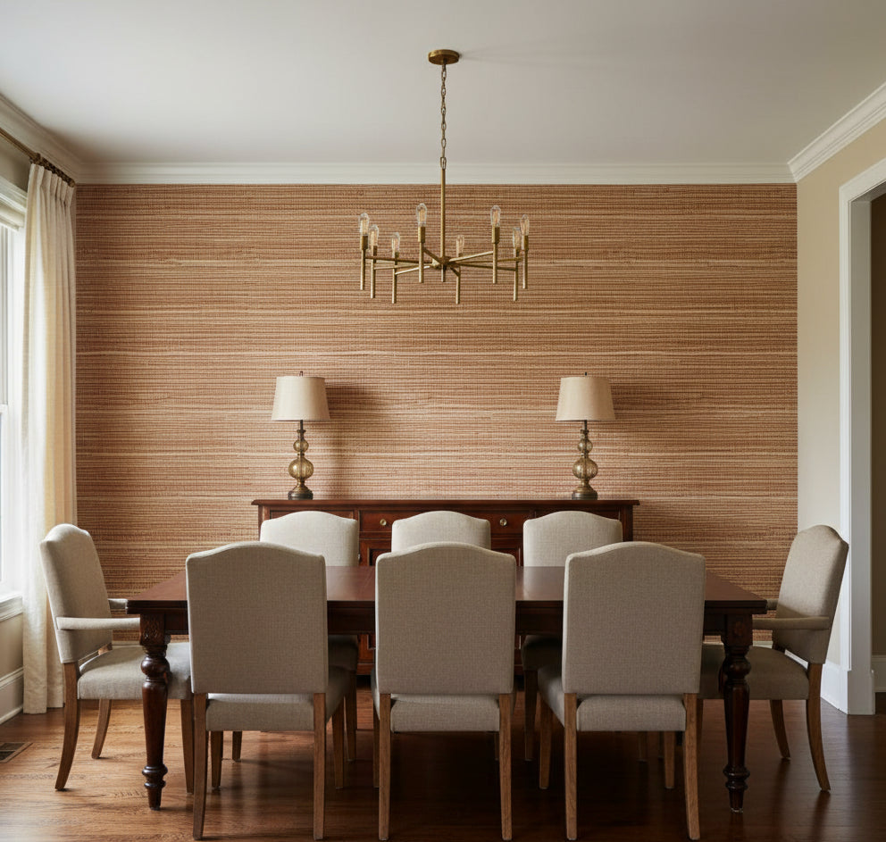 La Libra Grasscloth | Phillipe Romano - dining room room setting