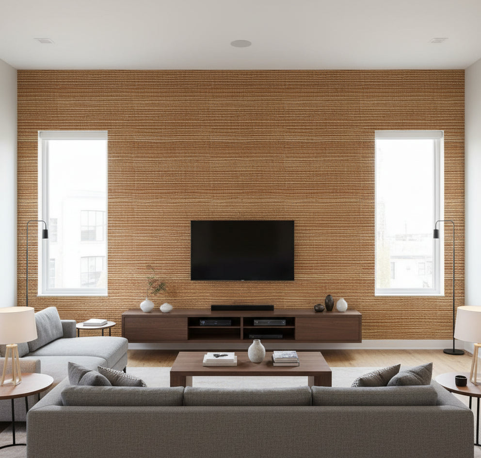 La Libra Grasscloth | Phillipe Romano - living room room setting