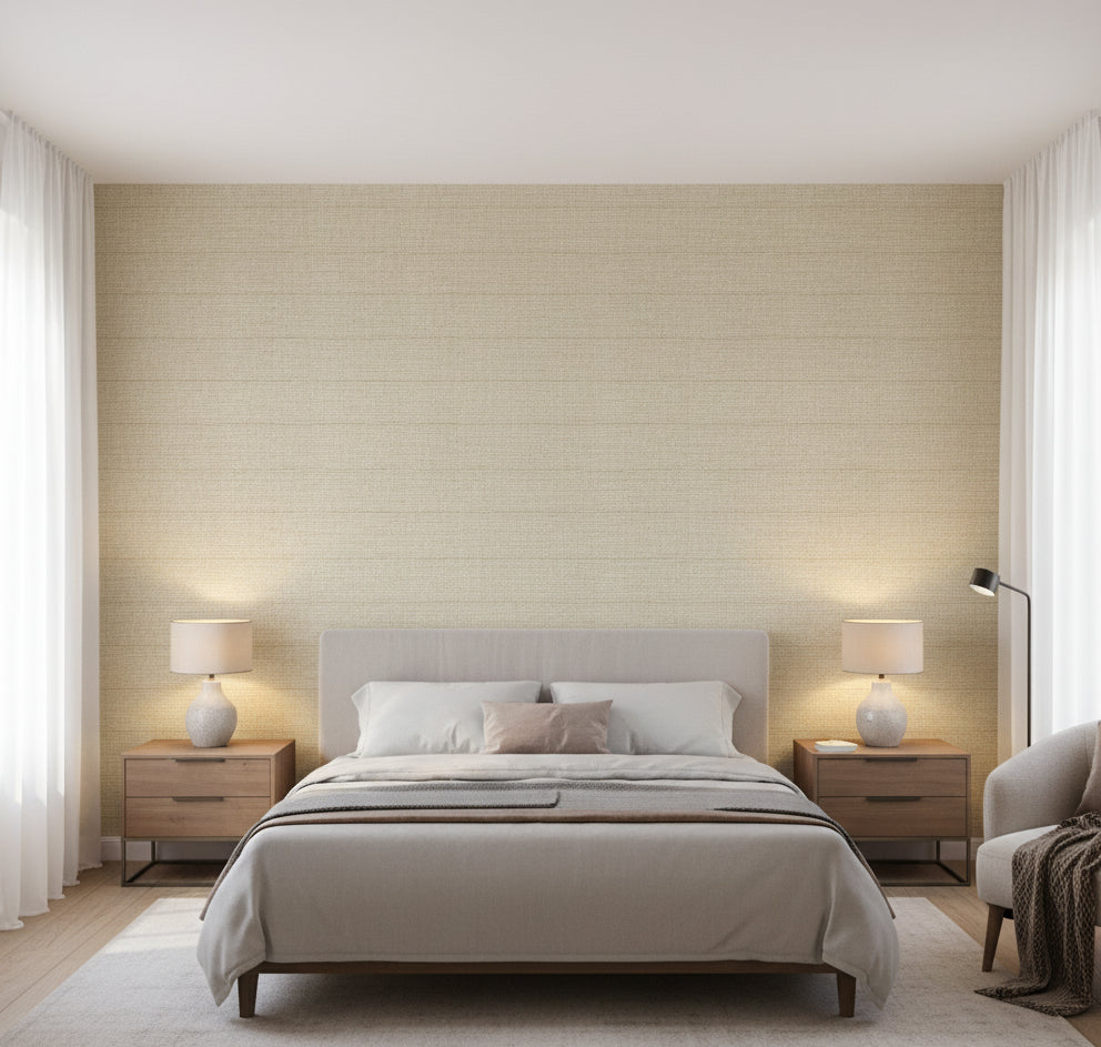 La Lunaria Grasscloth | Phillipe Romano - bedroom room setting