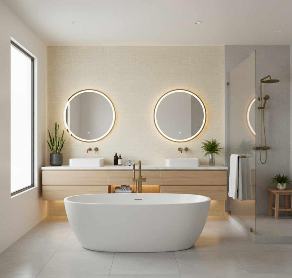 La Metalica Grasscloth | Phillipe Romano - bathroom room setting