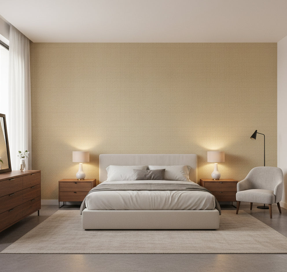 La Tito Grasscloth | Phillipe Romano - bedroom room setting