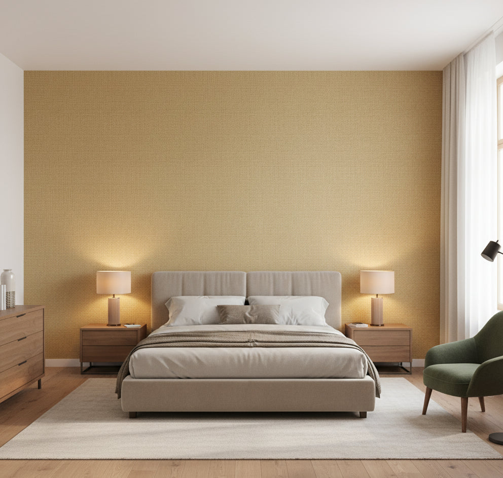 La Tito Grasscloth | Phillipe Romano - bedroom room setting