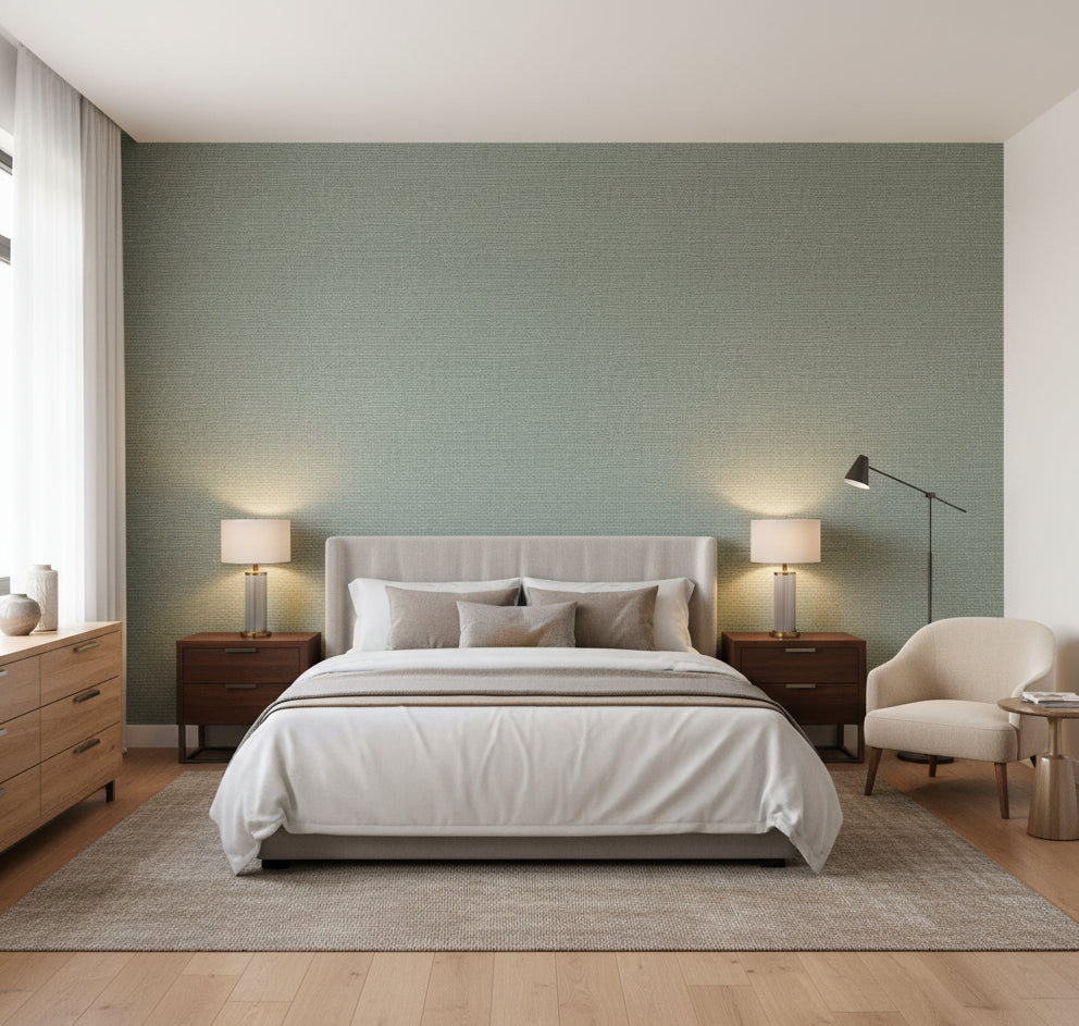 La Tito Grasscloth | Phillipe Romano - bedroom room setting