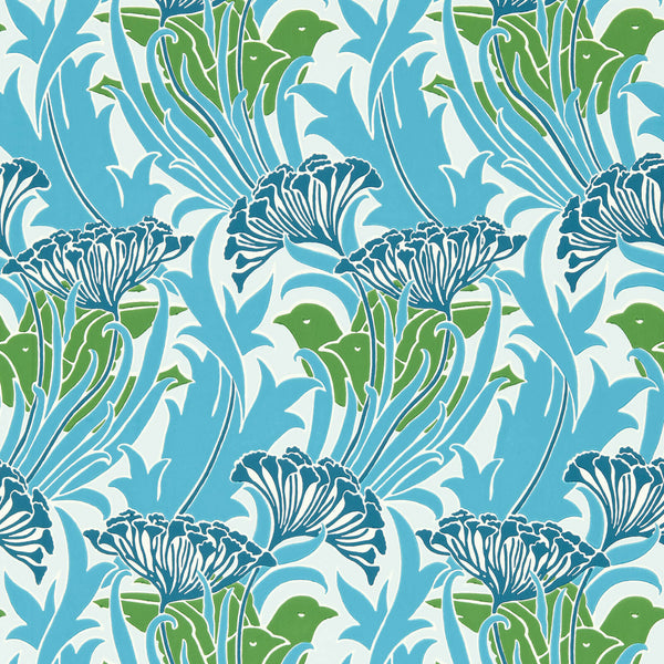 Laceflower Garden Green/Lagoon | Morris & Co.