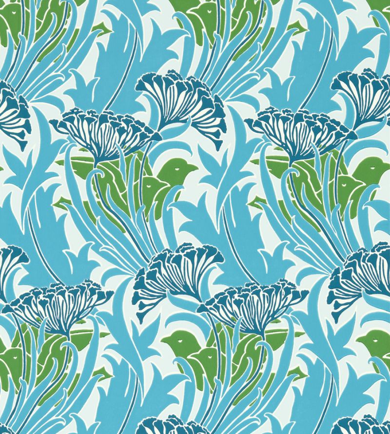Laceflower Wallpaper Lagoon Gardengreen | William Morris