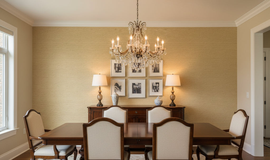 Lahana Classic Grasscloth | Phillipe Romano - dining room room setting