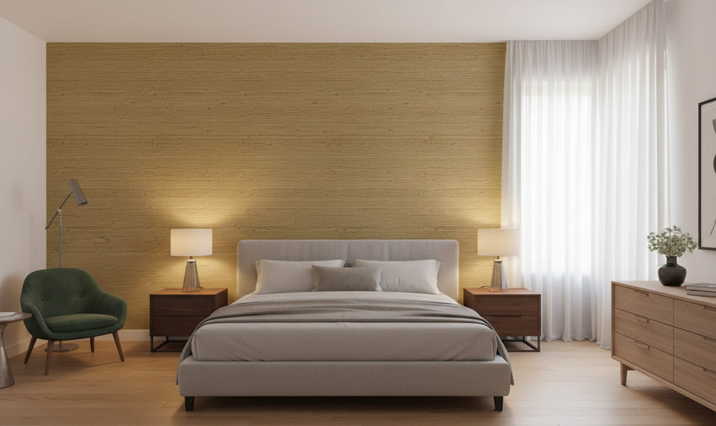 Lahana Classic Grasscloth | Phillipe Romano - bedroom room setting