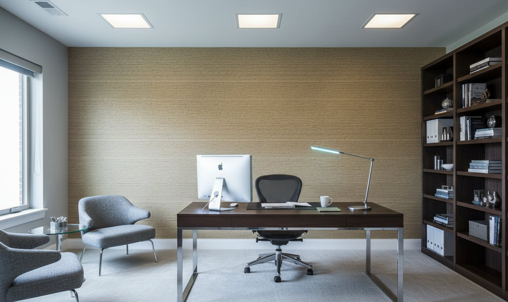 Lahana Classic Grasscloth | Phillipe Romano - office room setting