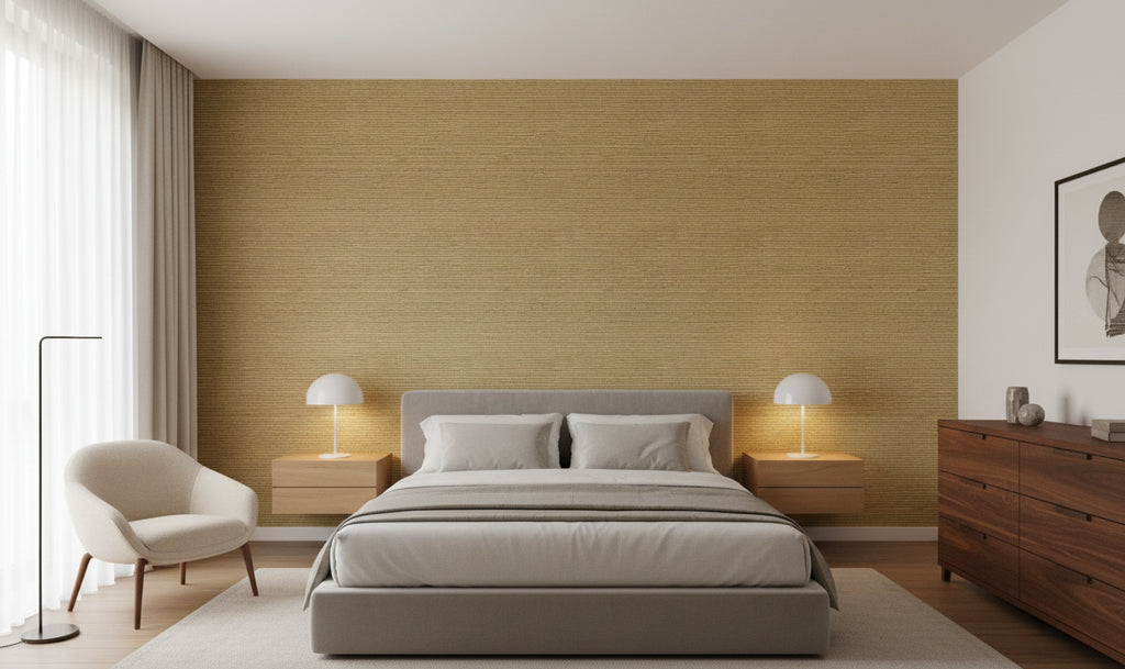 Lahana Classic Grasscloth | Phillipe Romano - bedroom room setting
