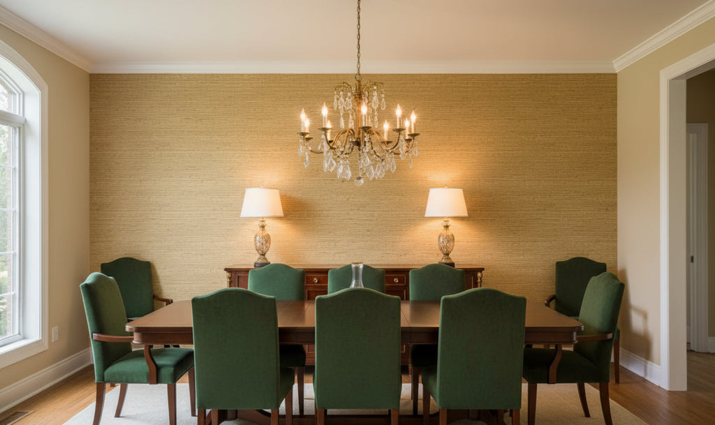 Lahana Classic Grasscloth | Phillipe Romano - dining room room setting