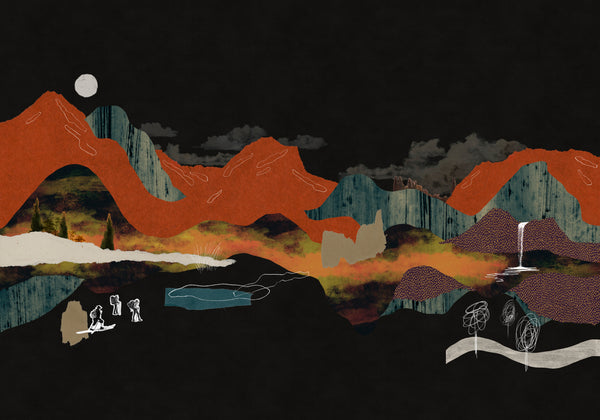 Landscape Collage Black Wallcovering | Tres Tintas