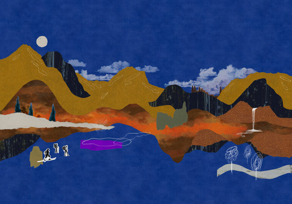 Landscape Collage Blue Wallcovering | Tres Tintas