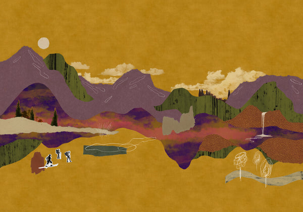 Landscape Collage Ocher Wallcovering | Tres Tintas