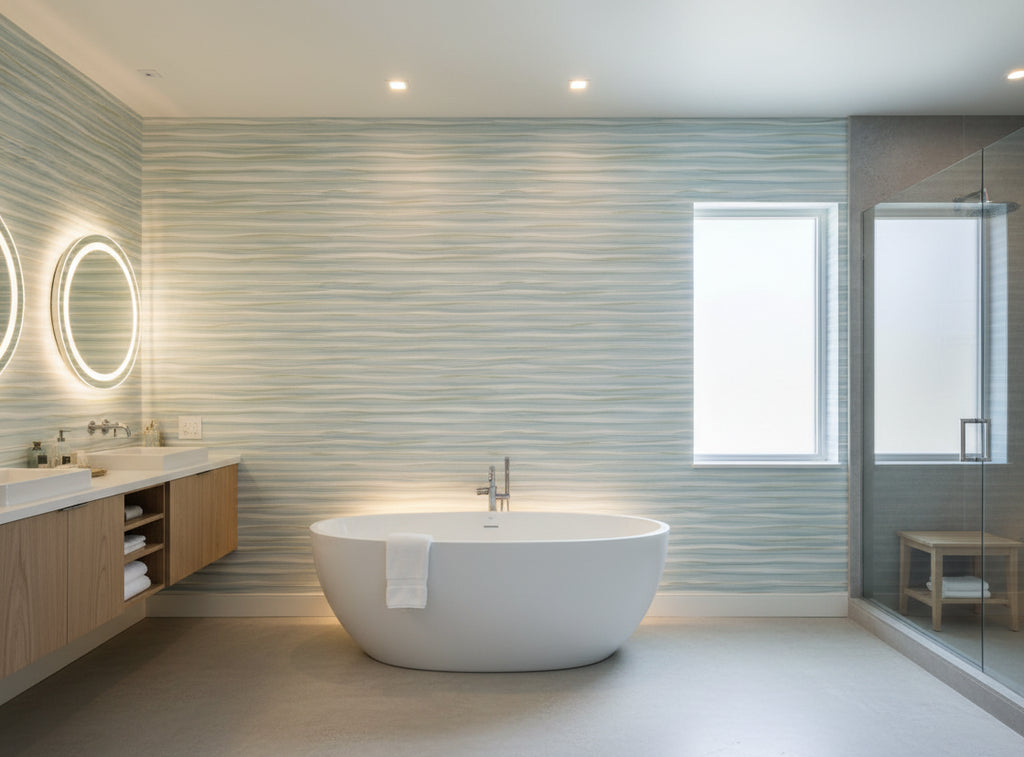 Lanvin Arpergeo Wallcovering - bathroom room setting