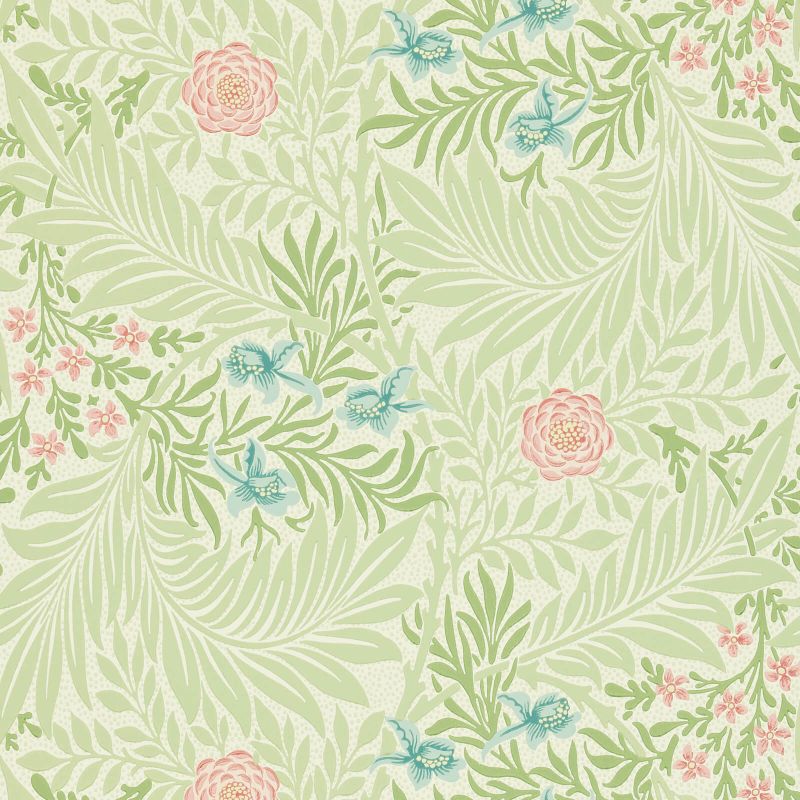 Larkspur Wallpaper Coral Green | William Morris