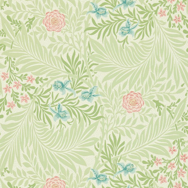 Larkspur Coral Green Wallcovering | William Morris
