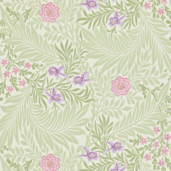 Larkspur Lilac Olive Wallcovering | William Morris
