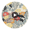 Laura Fabrics (af23103) – Coral and Black | Thibaut Circular Swatch | Thibaut