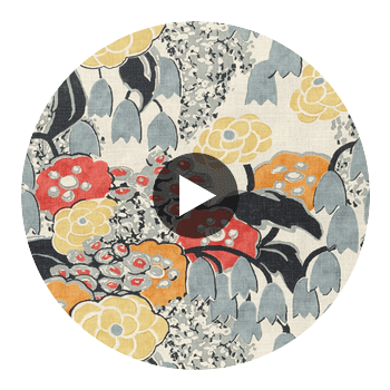 Laura Fabrics (af23103) – Coral and Black | Thibaut Circular Swatch | Thibaut
