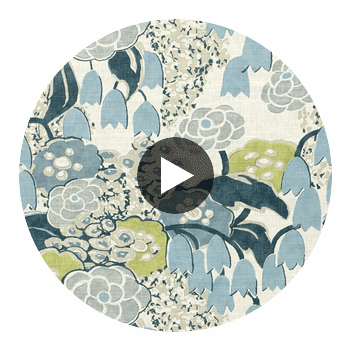 Laura Fabrics (af23104) – Citrus and Blue | Thibaut Circular Swatch | Thibaut