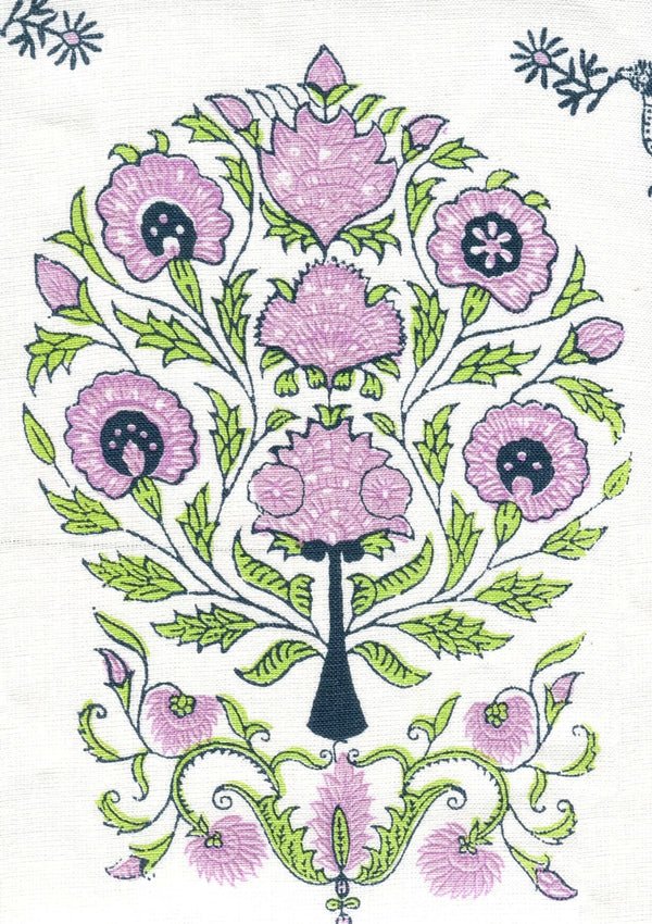 Lavender Green Navy on Ivory Wallcoverings | Home Couture
