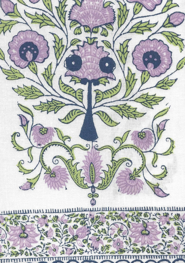 Lavender Green Navy on Ivory Wallcoverings | Home Couture