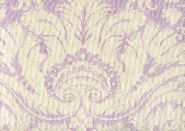 Borghese Background, Lavender on Taj Ecru Wallcoverings | Quadrille