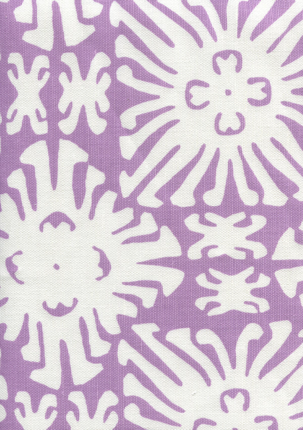 Sigourney Reverse Small Scale Lavender on White Screen Printed | China Seas