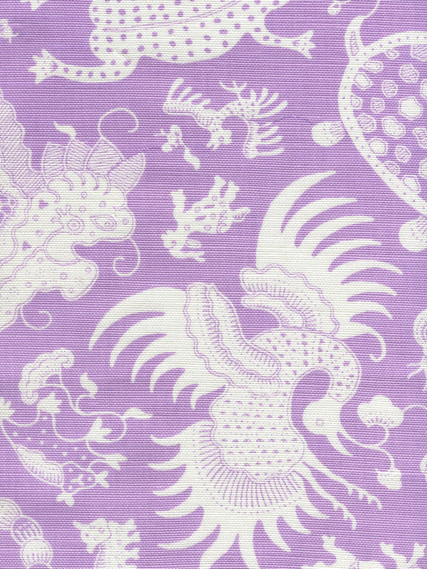 Indramayu Reverse Lavender on White Screen Printed Fabric | China Seas