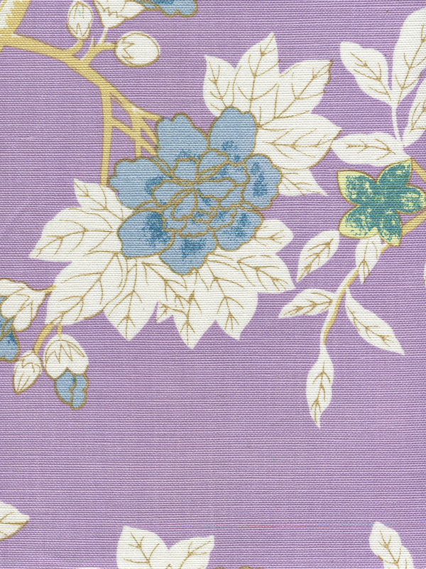 Happy Garden, Lavender on White Wallcoverings | Quadrille