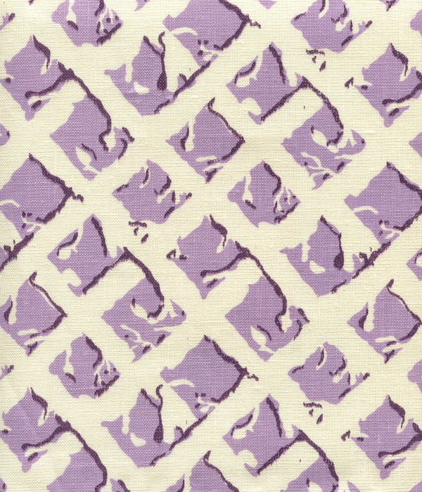 Twigs Lavender Purple Screen Printed - Cream Fabric | China Seas